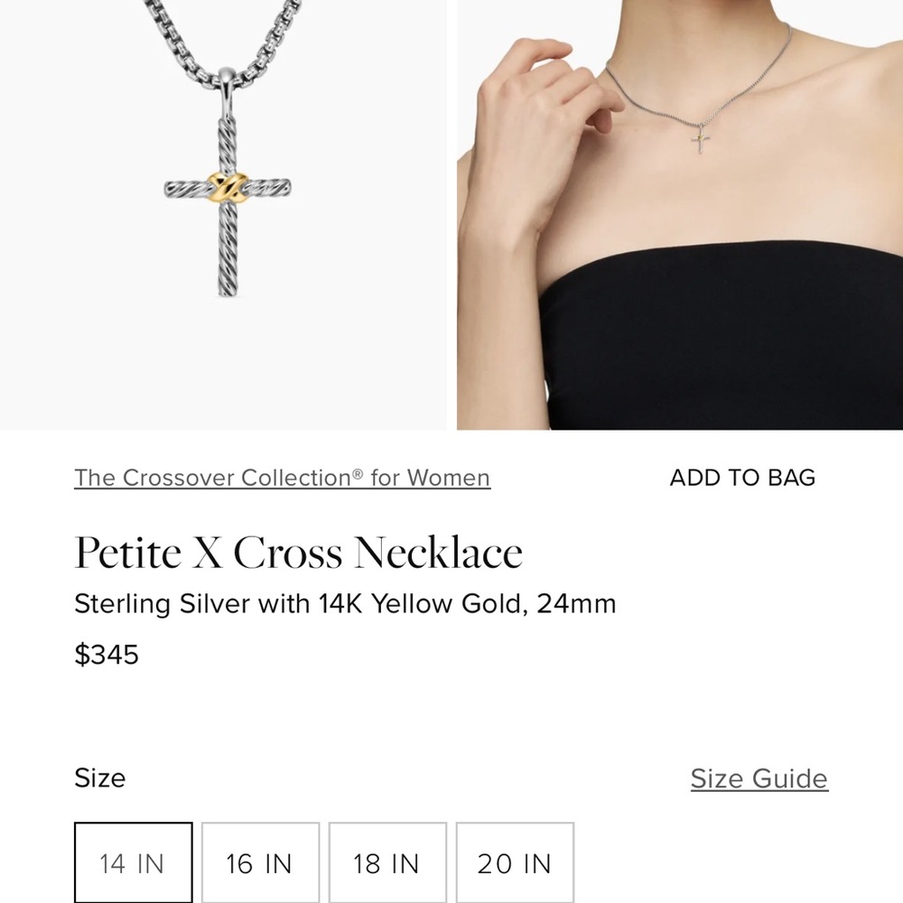 David Yurman Silver and Gold X Cross Necklace